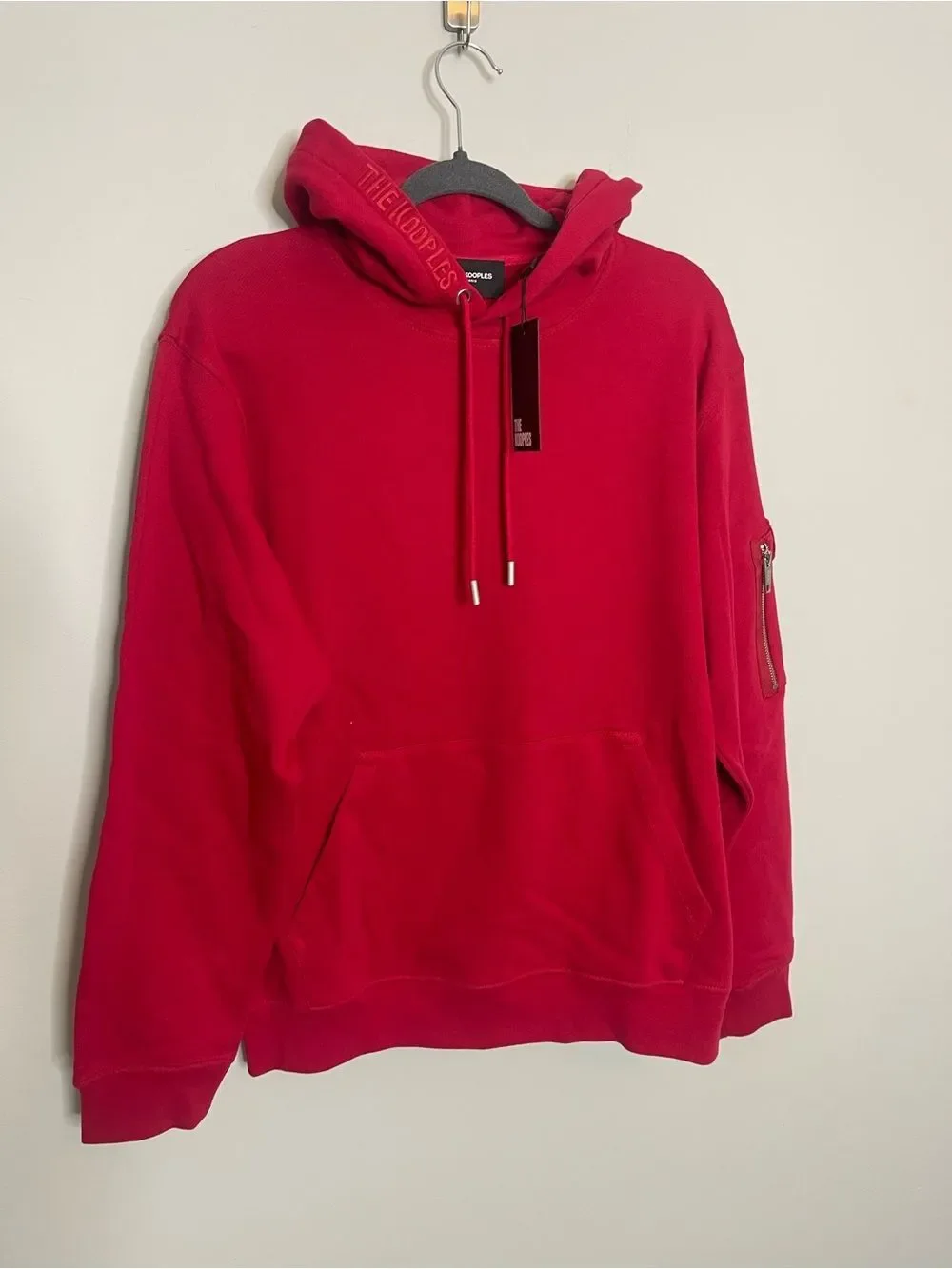 $275 The Kooples Red Hoodie Size Premium Cotton Streetwear Pullover NWT